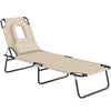 Steel Folding Sun Lounger With Face Hole And 4-Position Adjustable Backrest - Velmora