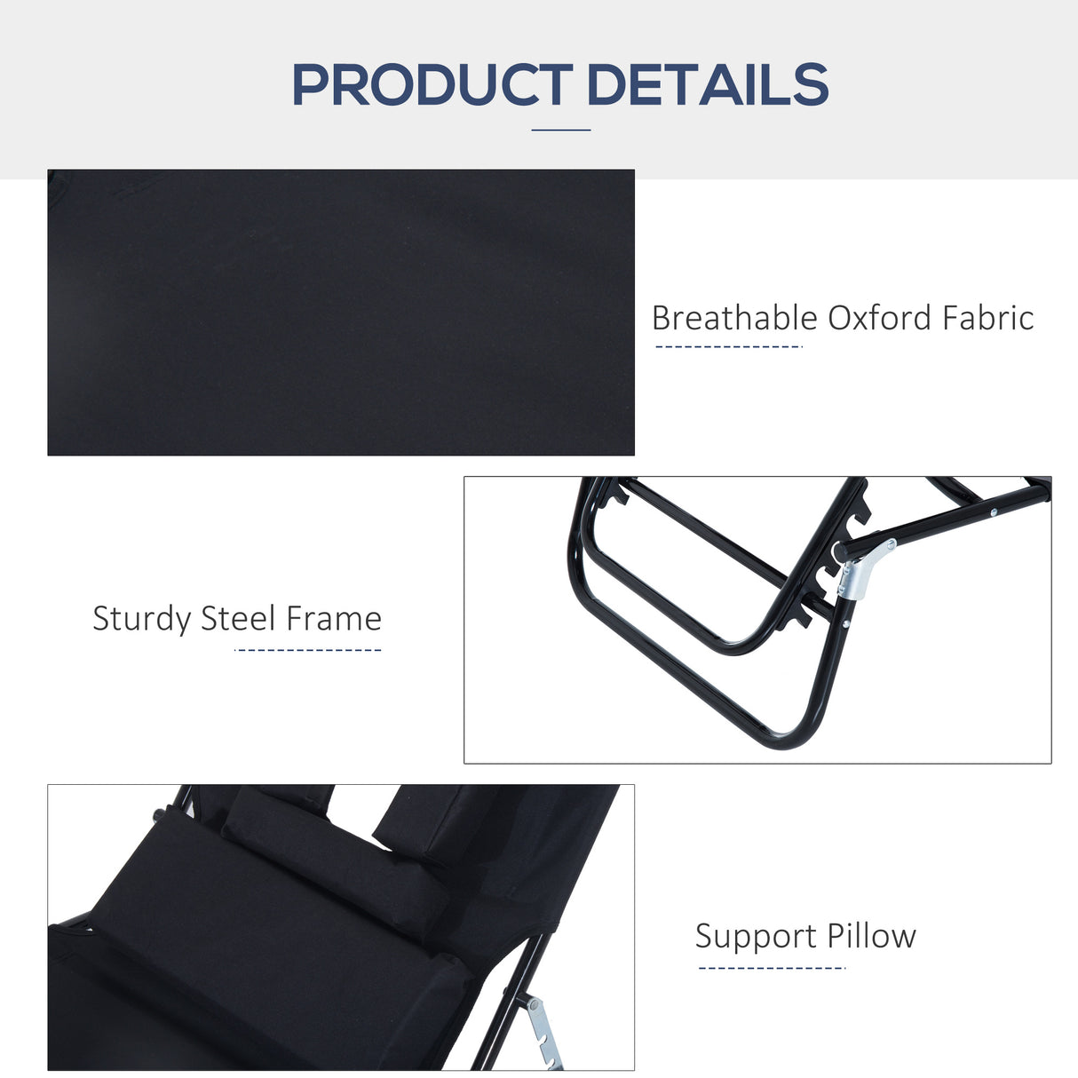 Steel Folding Sun Lounger With Face Hole And 4-Position Adjustable Backrest - Velmora