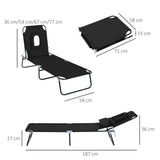 Steel Folding Sun Lounger With Face Hole And 4-Position Adjustable Backrest - Velmora