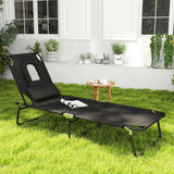 Steel Folding Sun Lounger With Face Hole And 4-Position Adjustable Backrest - Velmora