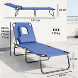 Steel Folding Sun Lounger With Face Hole And 4-Position Adjustable Backrest - Velmora