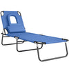 Steel Folding Sun Lounger With Face Hole And 4-Position Adjustable Backrest - Velmora