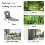 Steel Folding Sun Lounger With Face Hole And 4-Position Adjustable Backrest - Velmora