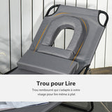 Steel Folding Sun Lounger With Face Hole And 4-Position Adjustable Backrest - Velmora