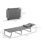 Steel Folding Sun Lounger With Face Hole And 4-Position Adjustable Backrest - Velmora