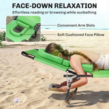 Steel Folding Sun Lounger With Face Hole And 4-Position Adjustable Backrest - Velmora