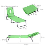 Steel Folding Sun Lounger With Face Hole And 4-Position Adjustable Backrest - Velmora