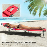 Steel Folding Sun Lounger With Face Hole And 4-Position Adjustable Backrest - Velmora