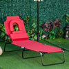 Steel Folding Sun Lounger With Face Hole And 4-Position Adjustable Backrest - Velmora
