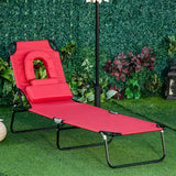 Steel Folding Sun Lounger With Face Hole And 4-Position Adjustable Backrest - Velmora