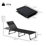 Steel Folding Sun Lounger in Set of 2 With 4-Position Backs - Velmora