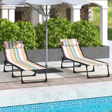 Steel Folding Sun Lounger in Set of 2 With 4-Position Backs - Velmora