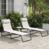 Steel Folding Sun Lounger in Set of 2 With 4-Position Backs - Velmora