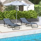 Steel Folding Sun Lounger in Set of 2 With 4-Position Backs - Velmora