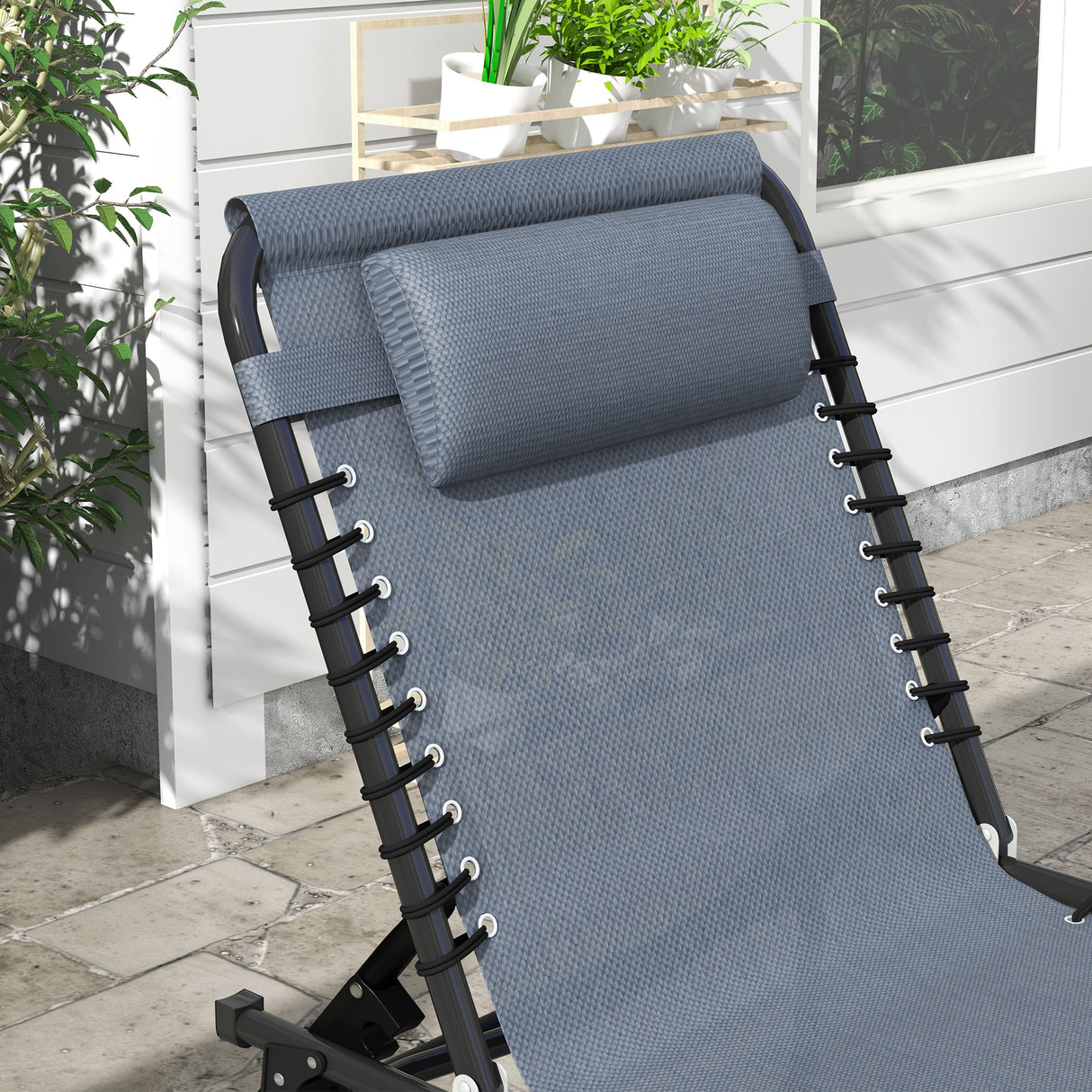 Steel Folding Sun Lounger in Set of 2 With 4-Position Backs - Velmora