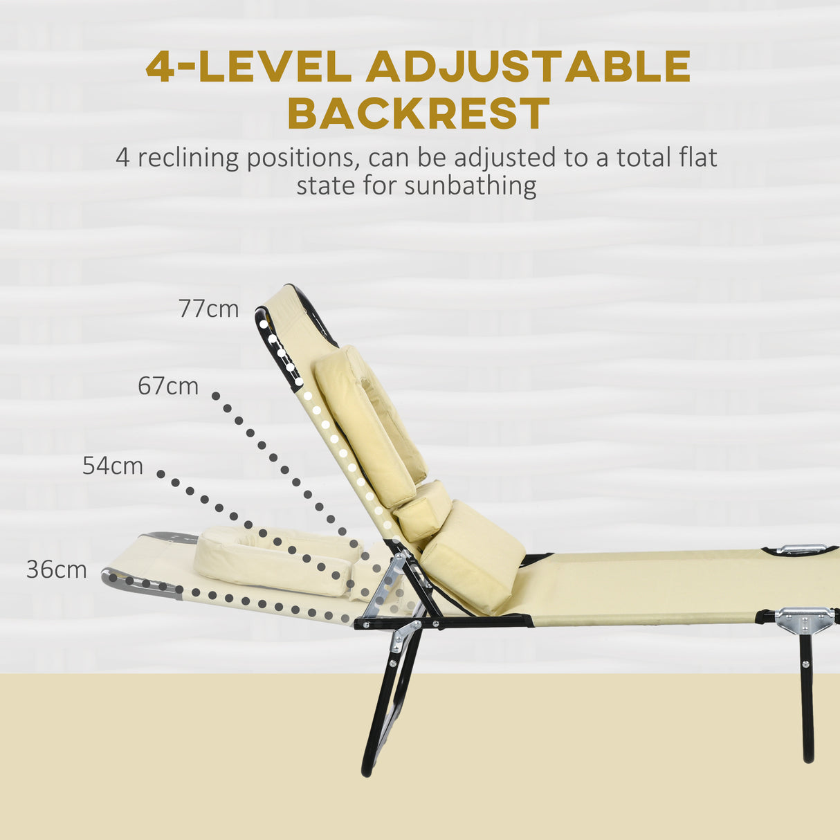 Steel Folding Sun Lounger in Set of 2 With Face Hole And 4-Position Adjustable Backrest - Velmora