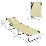Steel Folding Sun Lounger in Set of 2 With Face Hole And 4-Position Adjustable Backrest - Velmora