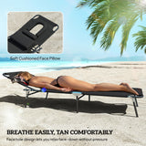Steel Folding Sun Lounger in Set of 2 With Face Hole And 4-Position Adjustable Backrest - Velmora