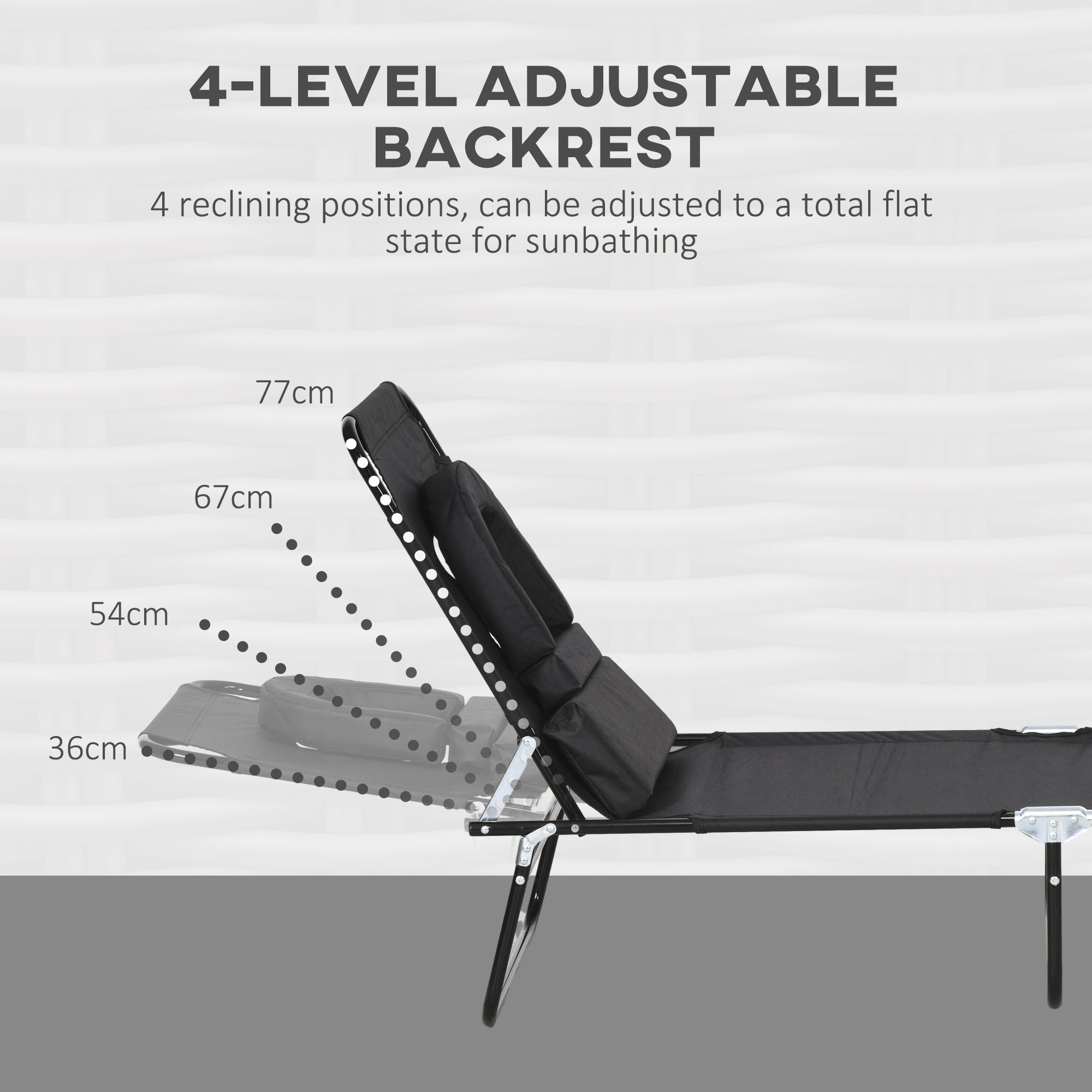 Steel Folding Sun Lounger in Set of 2 With Face Hole And 4-Position Adjustable Backrest - Velmora