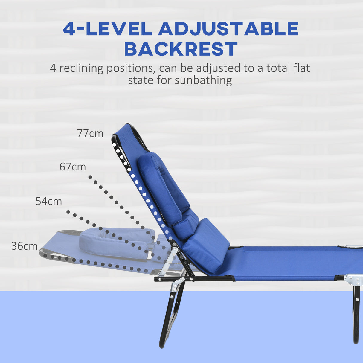 Steel Folding Sun Lounger in Set of 2 With Face Hole And 4-Position Adjustable Backrest - Velmora