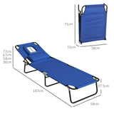 Steel Folding Sun Lounger in Set of 2 With Face Hole And 4-Position Adjustable Backrest - Velmora