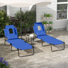 Steel Folding Sun Lounger in Set of 2 With Face Hole And 4-Position Adjustable Backrest - Velmora