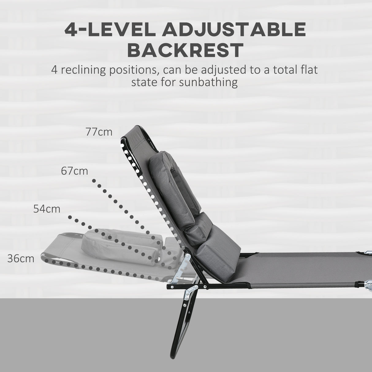 Steel Folding Sun Lounger in Set of 2 With Face Hole And 4-Position Adjustable Backrest - Velmora