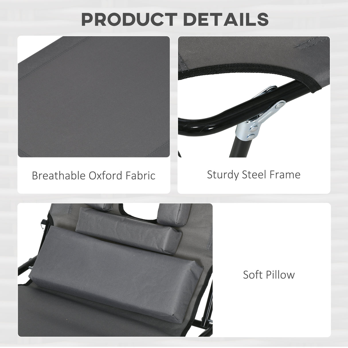 Steel Folding Sun Lounger in Set of 2 With Face Hole And 4-Position Adjustable Backrest - Velmora