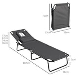 Steel Folding Sun Lounger in Set of 2 With Face Hole And 4-Position Adjustable Backrest - Velmora