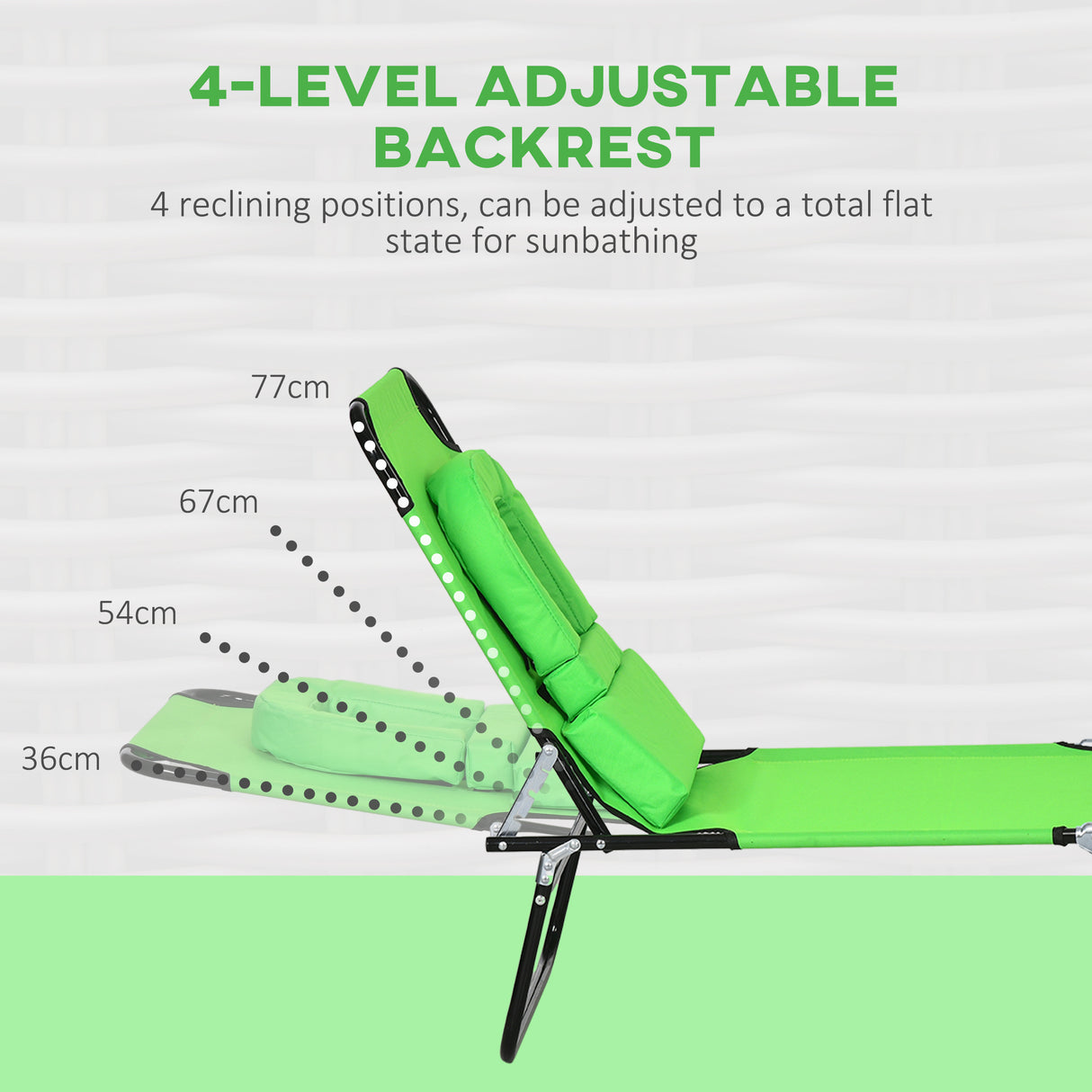 Steel Folding Sun Lounger in Set of 2 With Face Hole And 4-Position Adjustable Backrest - Velmora