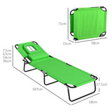 Steel Folding Sun Lounger in Set of 2 With Face Hole And 4-Position Adjustable Backrest - Velmora