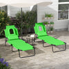 Steel Folding Sun Lounger in Set of 2 With Face Hole And 4-Position Adjustable Backrest - Velmora