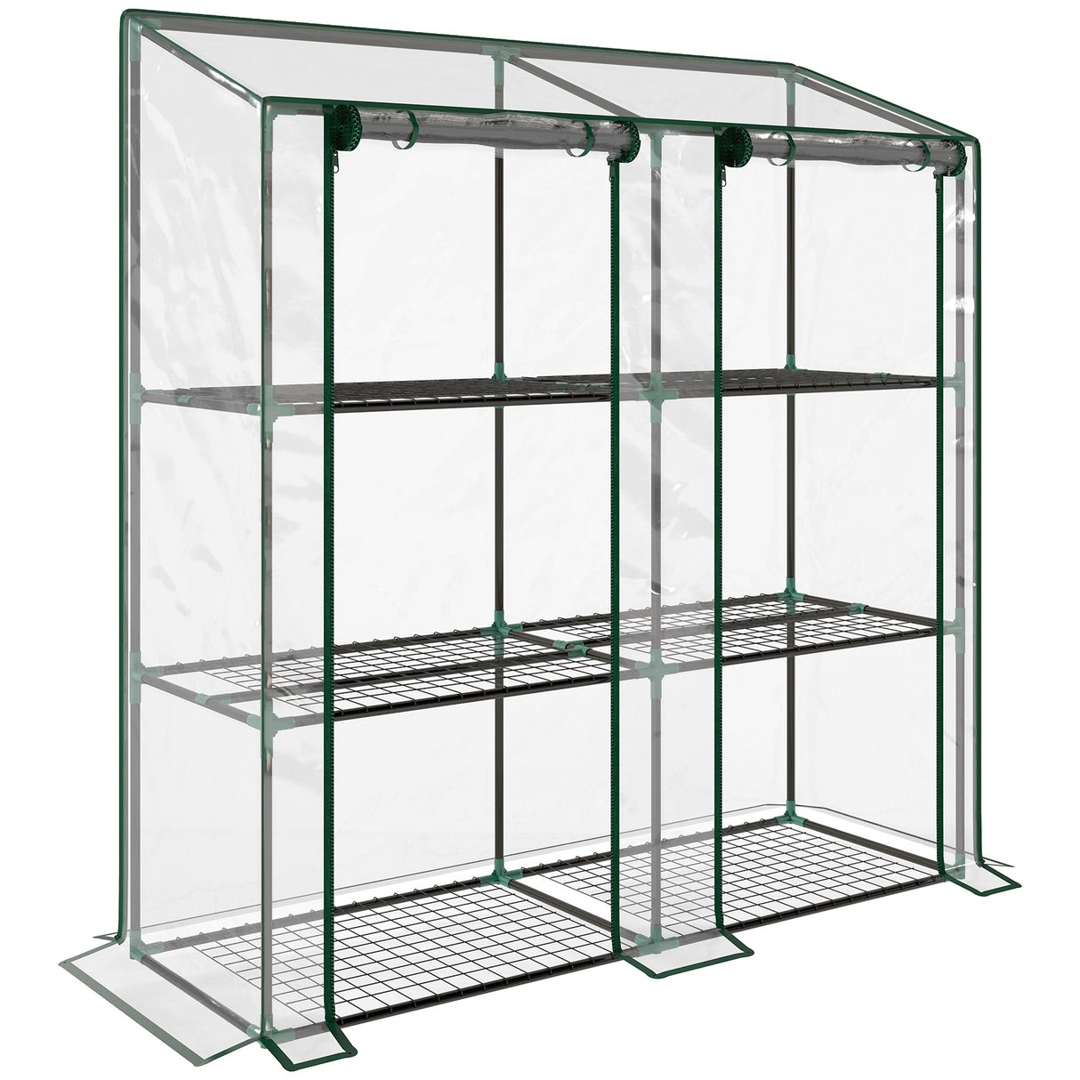 Steel Frame Garden Greenhouse 143cm Wide With 6 Shelves - Velmora