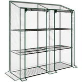 Steel Frame Garden Greenhouse 143cm Wide With 6 Shelves - Velmora