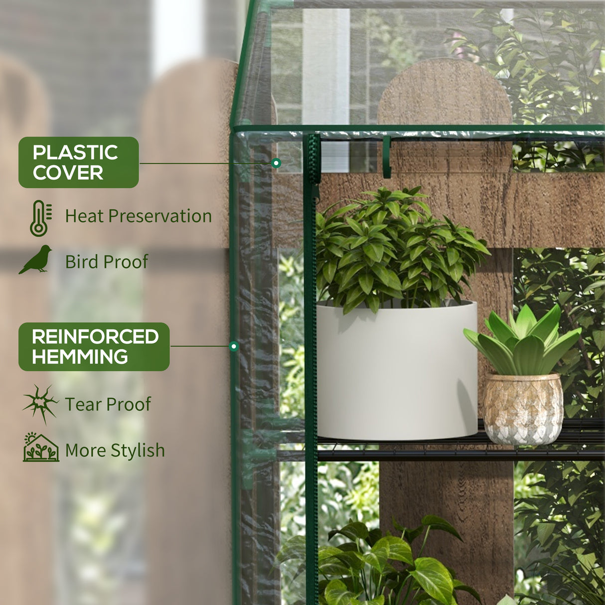 Steel Frame Garden Greenhouse 143cm Wide With 6 Shelves - Velmora