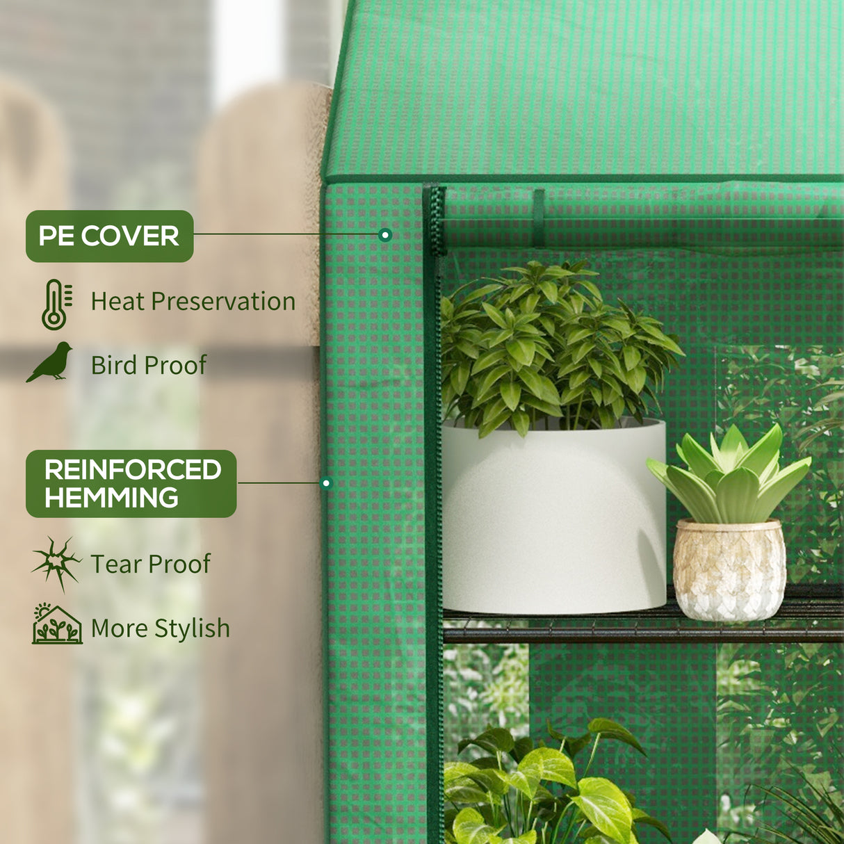 Steel Frame Garden Greenhouse 143cm Wide With 6 Shelves - Velmora