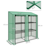 Steel Frame Garden Greenhouse 143cm Wide With 6 Shelves - Velmora