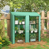 Steel Frame Garden Greenhouse 143cm Wide With 6 Shelves - Velmora