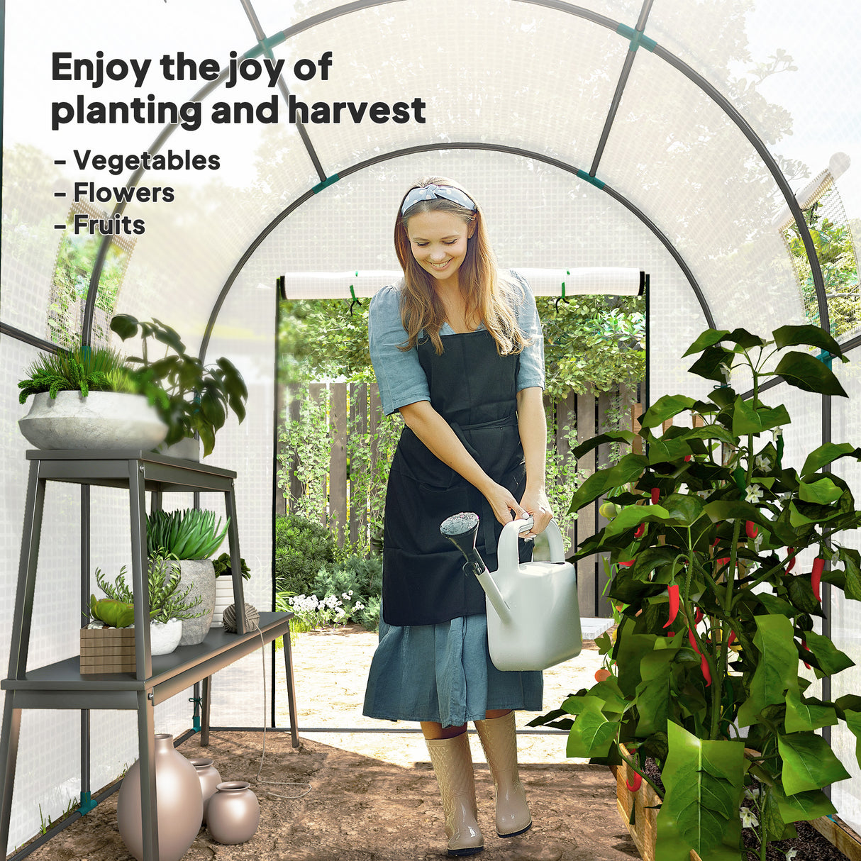 Steel Frame Garden Greenhouse 180cm Wide - Velmora