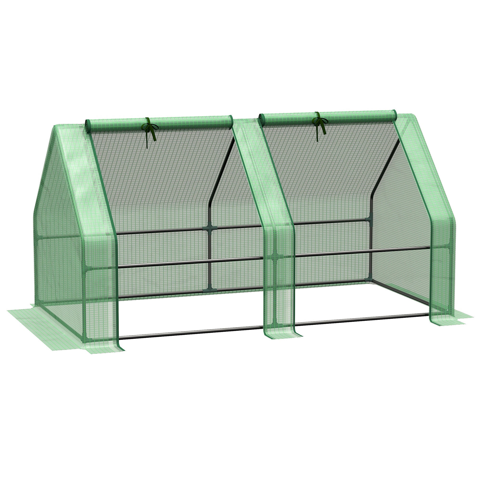 Steel Frame Garden Greenhouse 180cm Wide With Zipped Door - Velmora