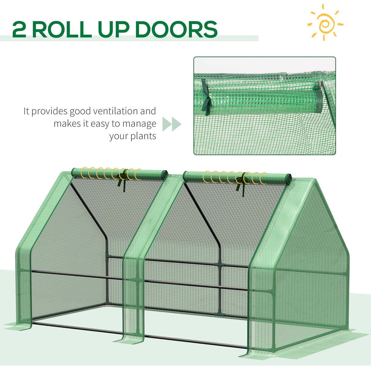 Steel Frame Garden Greenhouse 180cm Wide With Zipped Door - Velmora