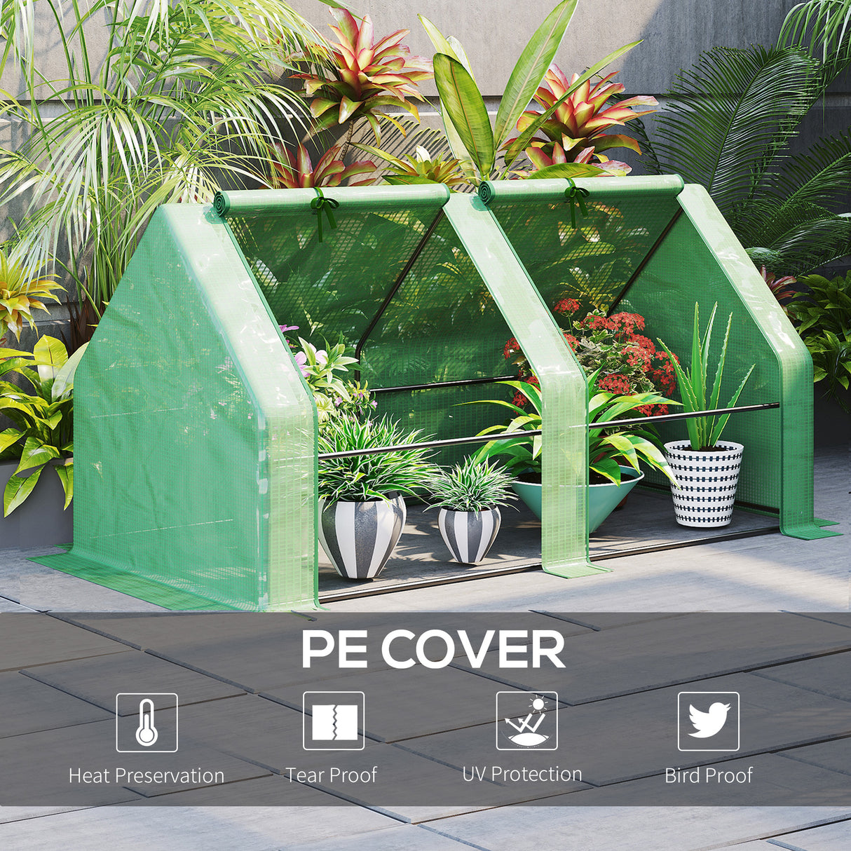 Steel Frame Garden Greenhouse 180cm Wide With Zipped Door - Velmora