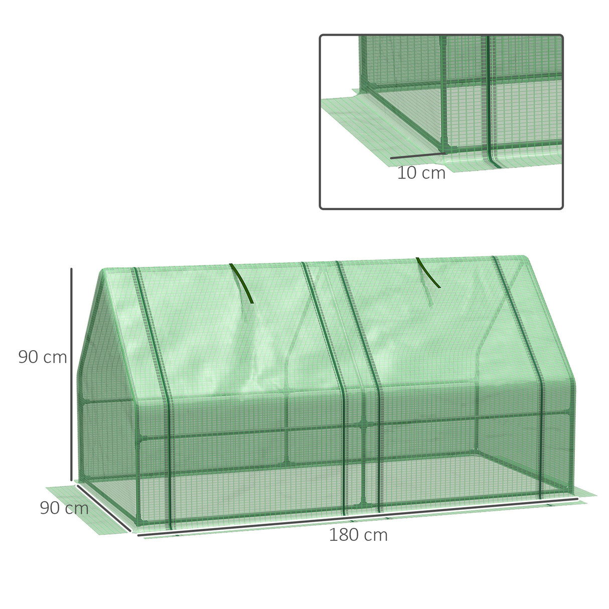 Steel Frame Garden Greenhouse 180cm Wide With Zipped Door - Velmora