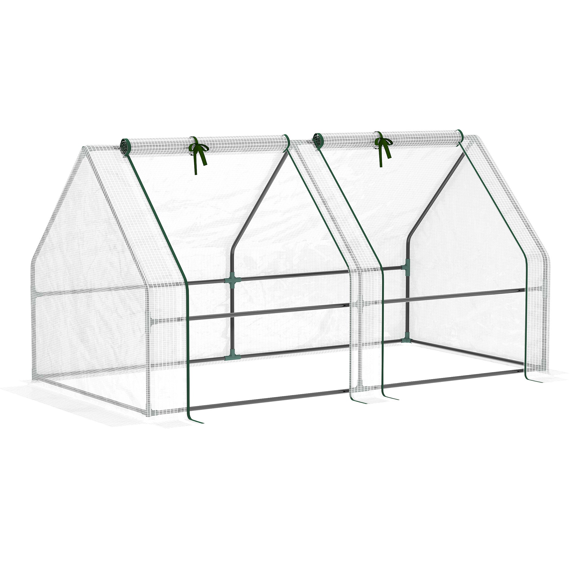 Steel Frame Garden Greenhouse 180cm Wide With Zipped Door - Velmora