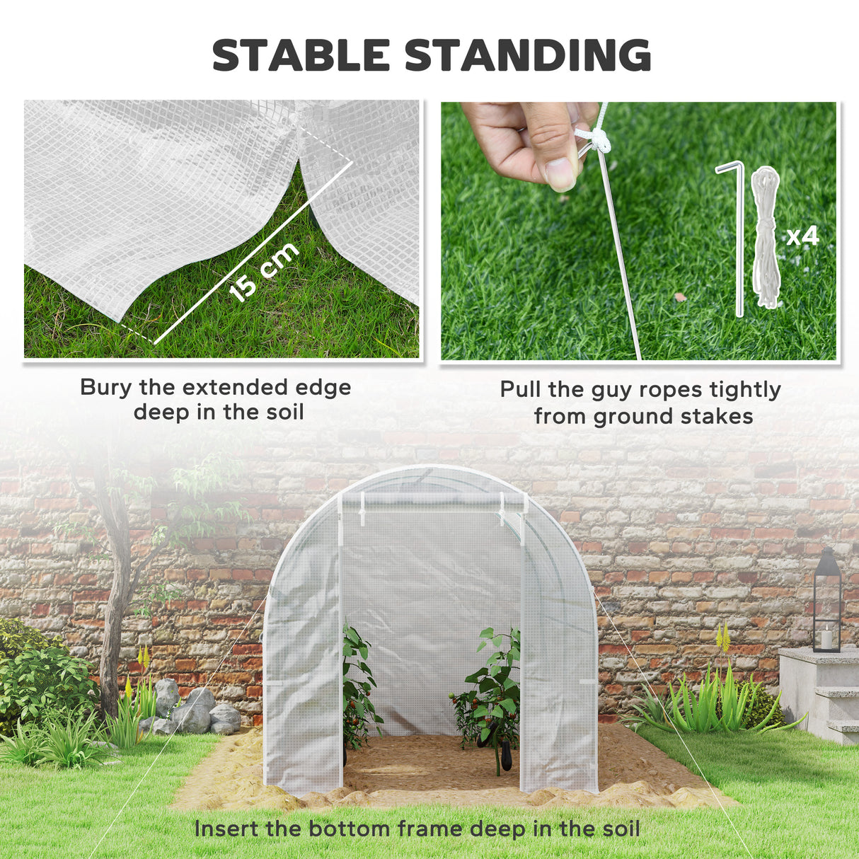 Steel Frame Garden Greenhouse 200cm Wide - Velmora