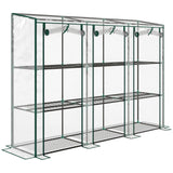 Steel Frame Garden Greenhouse 215cm Wide With 9 Shelves - Velmora