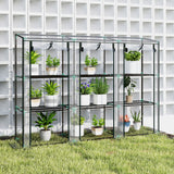 Steel Frame Garden Greenhouse 215cm Wide With 9 Shelves - Velmora