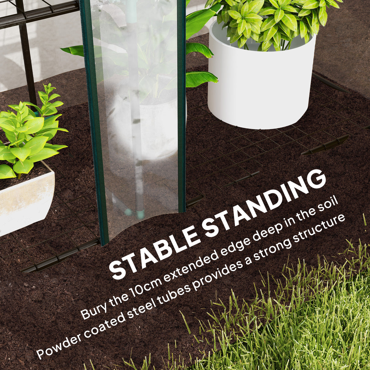 Steel Frame Garden Greenhouse 215cm Wide With 9 Shelves - Velmora