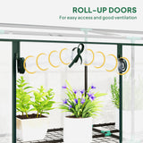 Steel Frame Garden Greenhouse 215cm Wide With 9 Shelves - Velmora