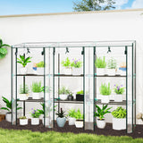 Steel Frame Garden Greenhouse 215cm Wide With 9 Shelves - Velmora